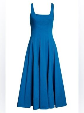 STAUD Blue Maxi Fit-and-Flare Dress